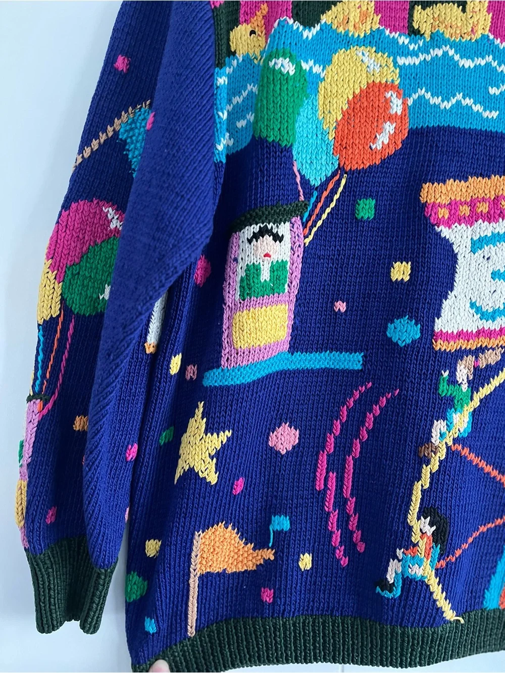 Vintage 1989 Berek Sweater Hand Knitted Carnival Circus Size Medium - Picture 3 of 16